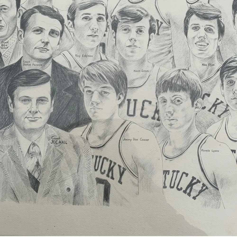 Vintage 1972 1973 Kentucky Wildcats Basketball Print Larry Frost Joe B. Hall